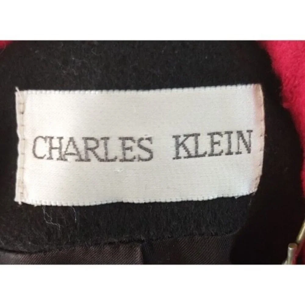 Black/Red Charles Klein Wool Maternity Peacoat‎ , Size Medium Never Worn